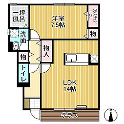 ファインコート 1階1LDKの間取り