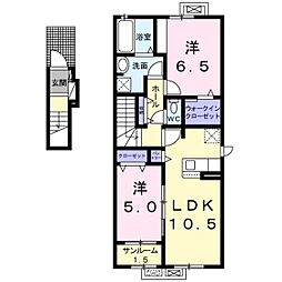 グレイス中村 2階2LDKの間取り