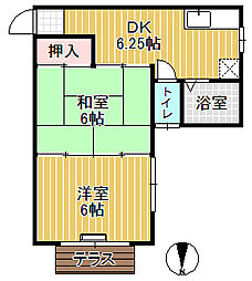 マミコーポ 1階2DKの間取り