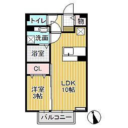 ミューズ21 A棟 1階1LDKの間取り
