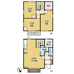 ノーブルカンナリ A棟 3LDKの間取り