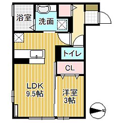 ネオ・グレイス戸出 1階1LDKの間取り