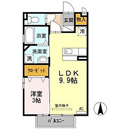 ファインコートII 1階1LDKの間取り