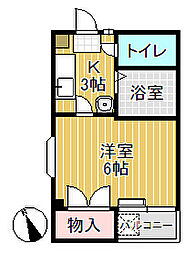 エスペラントＢ1、Ｂ2 3階1Kの間取り