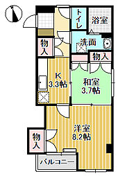 コーポエイム 2階2Kの間取り