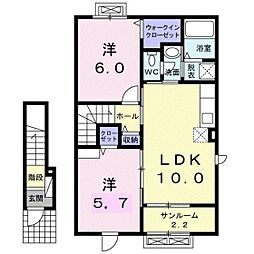 モンテピエール 2LDKの間取図画像