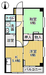 パレスドール砺波 2Kの間取図画像