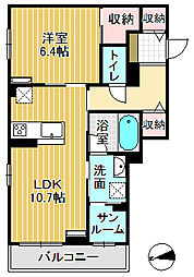 ミライエ・シリウス West 1LDKの間取図画像