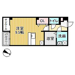 プリズムとなみ若草町 ワンルームの間取図画像