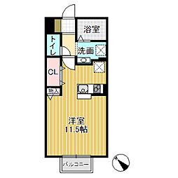 リエゾンE棟 ワンルームの間取図画像