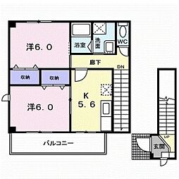 チューリップアヴェニュー5 2Kの間取図画像