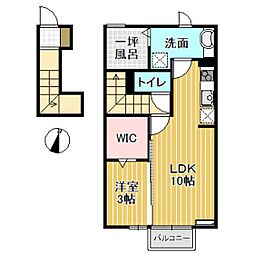 リアンB 1LDKの間取図画像