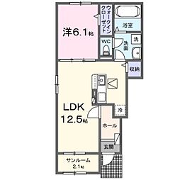 パルクみなみの杜 1LDKの間取図画像