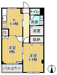 ドリームハウス砺波 2Kの間取図画像