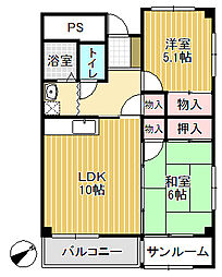 クオーレ 2LDKの間取図画像