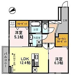 アクサス7 2LDKの間取図画像