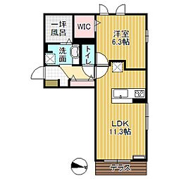 ファミリオールB 1LDKの間取図画像