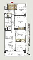 ならしのサンハイツ 3LDKの間取図画像