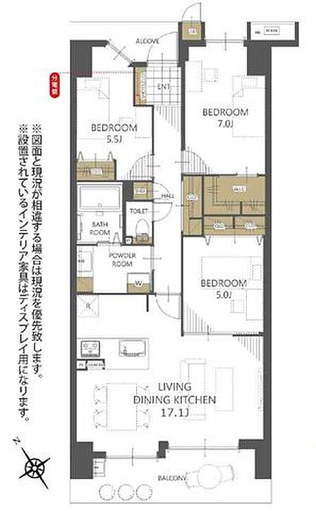 図面では分かりにくい広さ感。大きな家具の配置など、現地で体験してみて下さい。