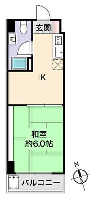 ＫＯＮＫＯコーポ新宿(1K) 9階の間取り