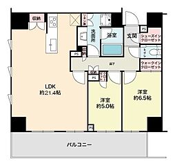 アトラスタワー宇都宮 2LDKの間取図画像