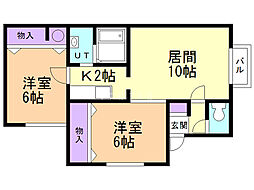 アペルト・ウノ 2LDKの間取図画像