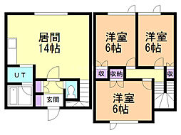 ル・ポール富岡壱番館 3LDKの間取図画像
