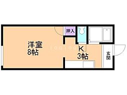 グリーンロードハイムA 1Kの間取図画像