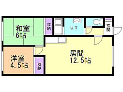 コーポあべ 2LDKの間取図画像