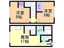 クリスタルハイムNo.1 2LDKの間取図画像
