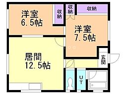 ハイツ晴海 2LDKの間取図画像