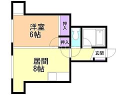 マンション住之江 1DKの間取図画像