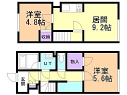 レオネクストユアーズ若竹 2DKの間取図画像