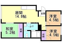 桜グランドハイツA棟 3LDKの間取図画像