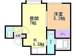 フレンズ小樽 1LDKの間取図画像