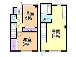 ムブレ朝里2 2LDKの間取図画像