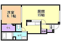 カルム・桜3 1LDKの間取図画像