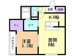 GianFoRst 1LDKの間取図画像