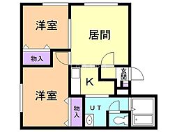 和光ハイツ6号棟 2LDKの間取図画像