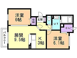 ブリューテ 2LDKの間取図画像