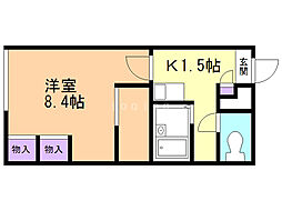 レオパレスアルジャン 1Kの間取図画像