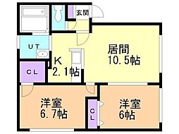セトル・プレイス1 2LDKの間取図画像