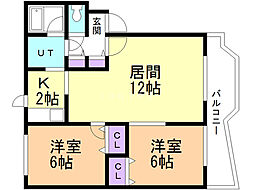 光アベニュー25 2LDKの間取図画像