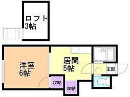 エステートライフ松ヶ枝 1DKの間取図画像