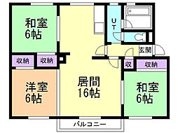 サンリバーオタモイ2 3LDKの間取図画像