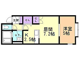 ヴィアス 1LDKの間取図画像