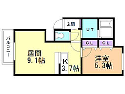 LaFonte 1LDKの間取図画像