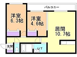 グラン・シャリオ 2LDKの間取図画像