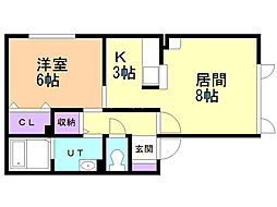 WellVilla桂岡 1LDKの間取図画像