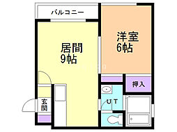 フロックス入船 1LDKの間取図画像